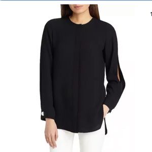 Lafayette 148 Rowan Split- Long-Sleeve Silk Sz XL